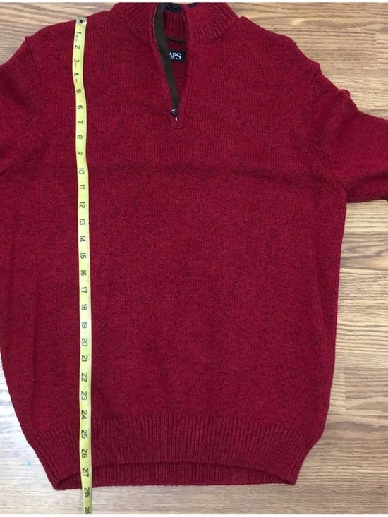 Chaps Men's Zip-Up Sweater in Rich Red Size medium - Picture 5 of 6